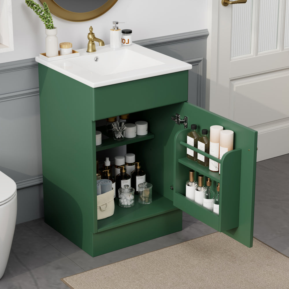 20" Bathroom Vanity with Sink, Vanity Cabinet with Door Shelf and Adjustable Shelf, Black