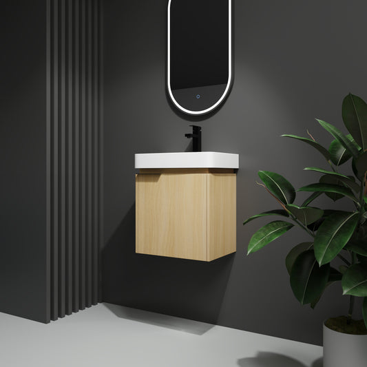 20" Wall-Mounted Bathroom Vanity with Ceramic Sink, Storage Cabinet with Doors (KD-Package)