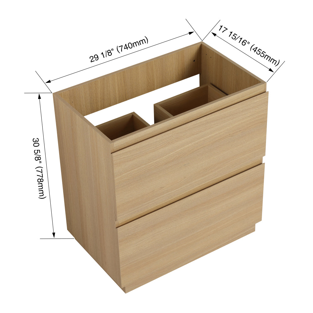 30" Bathroom Vanities without Sink, Modern Undermount Bathroom Sink Cabinet with Double drawer, Freestanding Bathroom Sink Cabinet,Engineering wood,Oak
