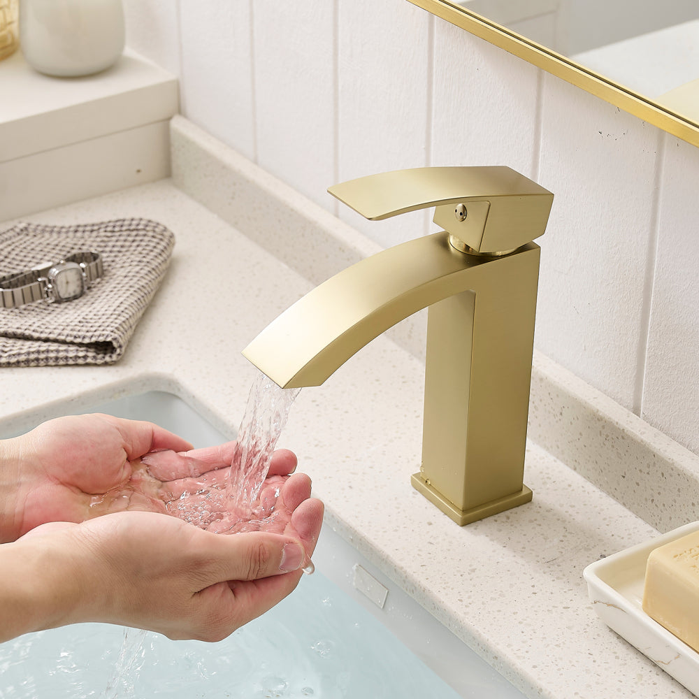 Brushed Nickel Bathroom Faucet,Faucet for Bathroom Sink, Single Hole Bathroom Faucet Modern Single Handle Vanity Basin Faucet