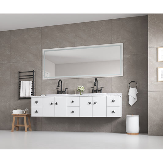 96 x 36 Inch LED Bathroom Mirror with Front and Backlight, Wall Mounted Vanity Mirror, Anti-Fog, Memory, 3 Colors, Stepless Dimmable