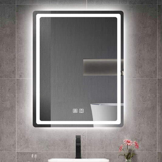 31in. H LED Single Bathroom Vanity Mirror in Polished Crystal Bathroom Vanity LED Mirror for Bathroom Wall Smart Lighted Vanity Mirrors