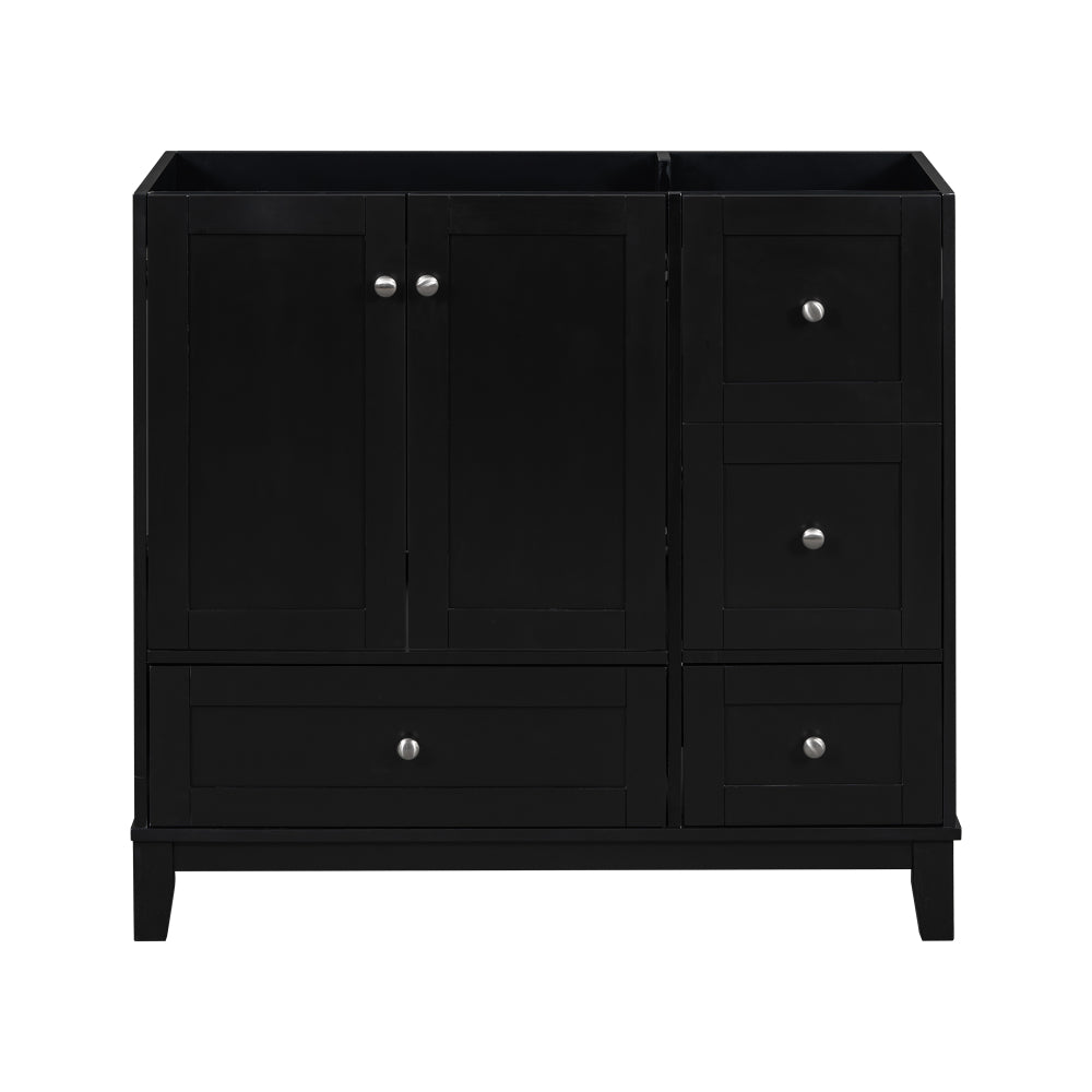 36 Inch Modern Bathroom Vanity with USB Charging, Two Doors and Three Drawers Bathroom Storage Vanity Cabinet, Small Bathroom Vanity cabinet with single sink , White & Gray Blue - Faucets Not Included