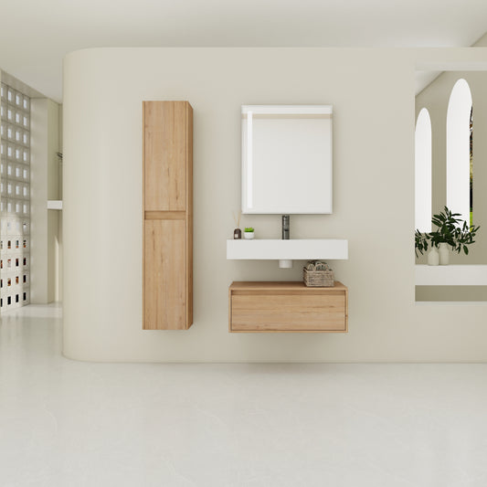30 inch Wall-Mounted Bathroom  Vanity with Resin Sink and Side Cabinet,Soft Close Drawer (KD-Packing), 09430IMO-SC00112IMOx2 Combination Cabinet