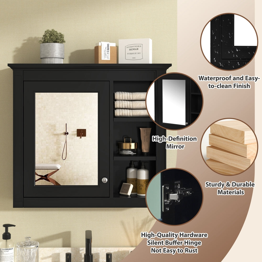 30'' x 28'' Medicine Cabinet, Wall Mounted Bathroom Storage Cabinet, Modern Bathroom Wall Cabinet with Mirror,Medicine Cabinet, Mirror Cabinet with 3 Open Shelves (Not Include Bathroom Vanity )