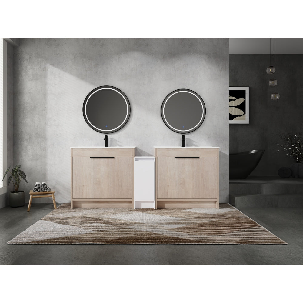 Melamine cabinet 30 Inch Freestanding Bathroom Vanity with White Ceramic Sink & 2 Soft-Close Cabinet Doors (BVB02430PLO-BL9075B)=W999S00063