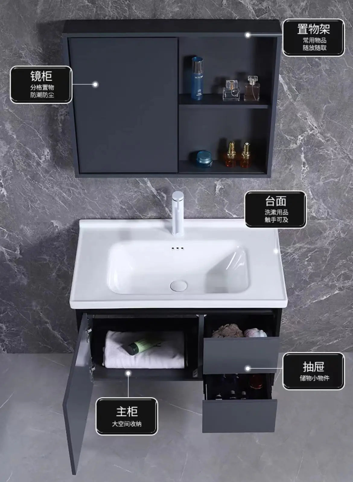 aluminum bathroom cabinet Modern Luxury Design Bathroom Vanity, Aluminum Honeycomb Home with Smart Mirror, Cheap Price, with espejos con luz Light Emitting Diode