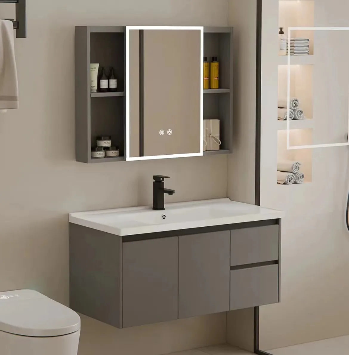 aluminum Top quality new custom bathroom cabinet modern bathroom furniture European bathroom vanity with sink
