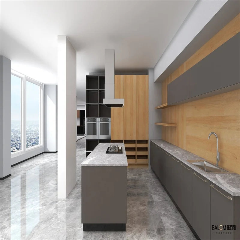 kitchen cabinet High-end affordable custom kitchen furniture second-hand small apartment full L-shaped melamine cabinets from China