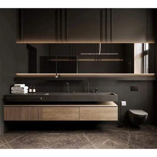Hotel Wall Mount Wood Bathroom Cabinet Vanity Customized with Mirror 42 Inch Modern Waterproof Cabinet
