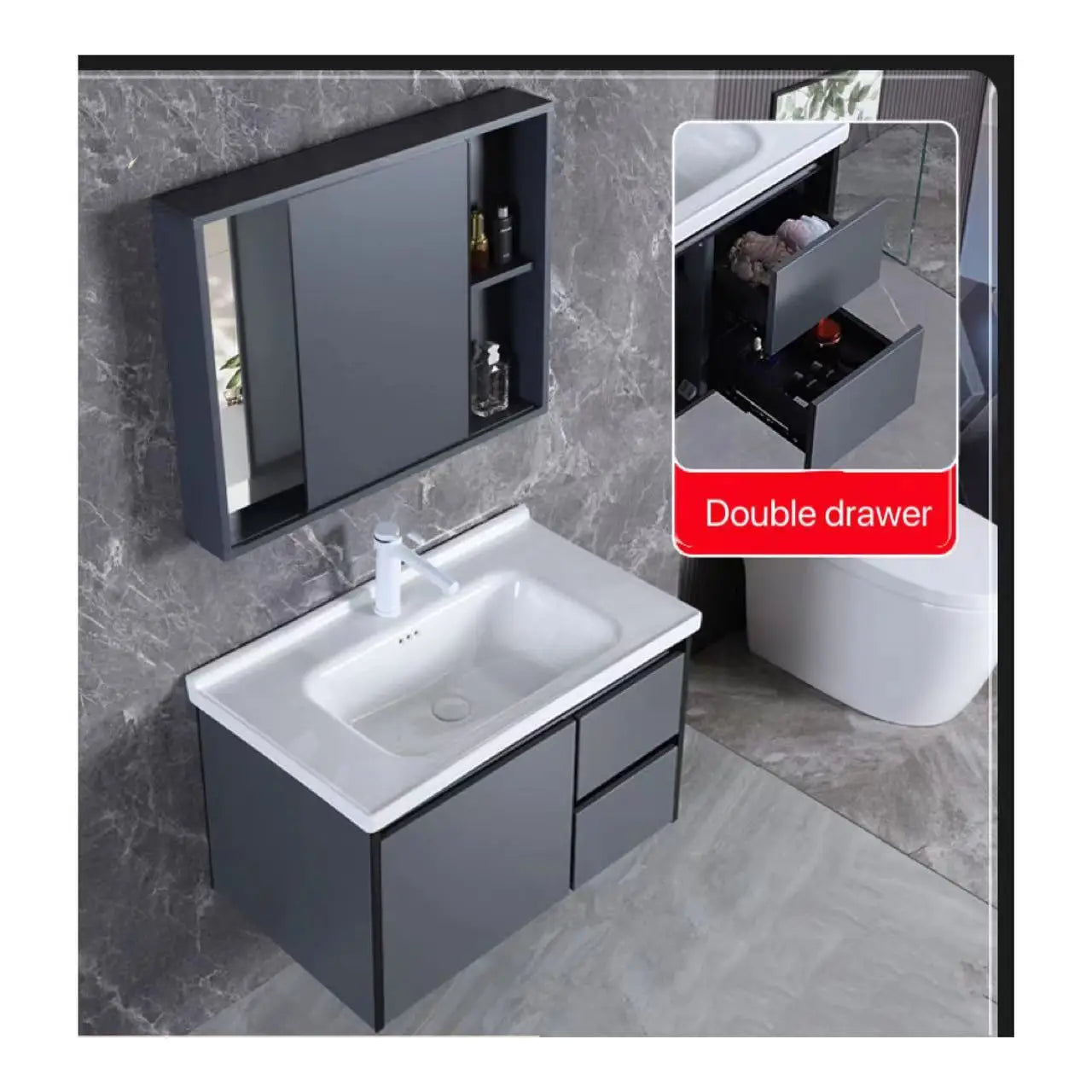 aluminum bathroom cabinet Furniture Modern Fashion Mirror Cabinet Bathroom Washbasin Bathroom Design Bathroom Cabinet
