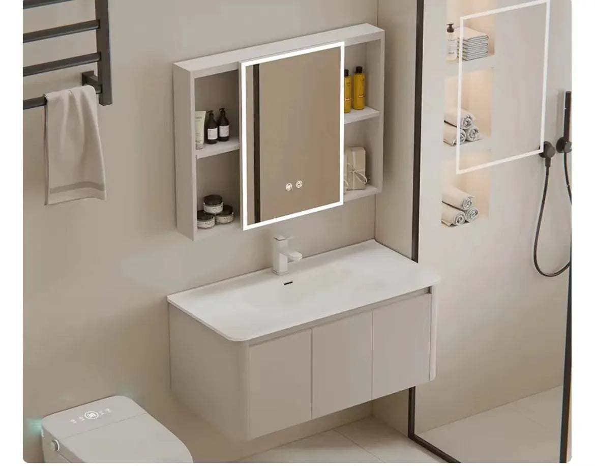 High Quality Wholesale Price Light Emitting Diode Mirror Bathroom Vanity Modern American Single Sink Washbasin Bathroom Cabinet