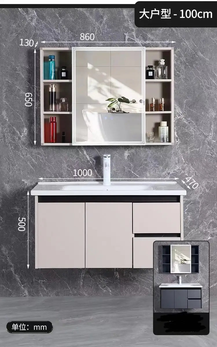 aluminum bathroom cabinet Furniture Modern Fashion Mirror Cabinet Bathroom Washbasin Bathroom Design Bathroom Cabinet