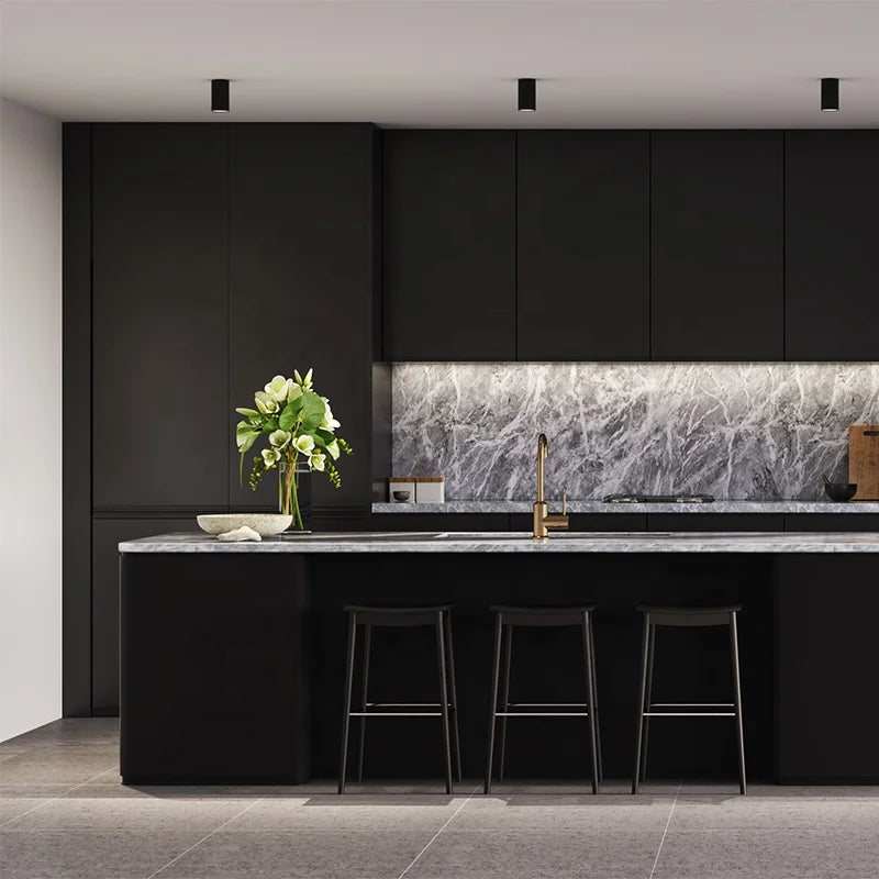 kitchen cabinet High-end affordable custom kitchen furniture second-hand small apartment full L-shaped melamine cabinets from China