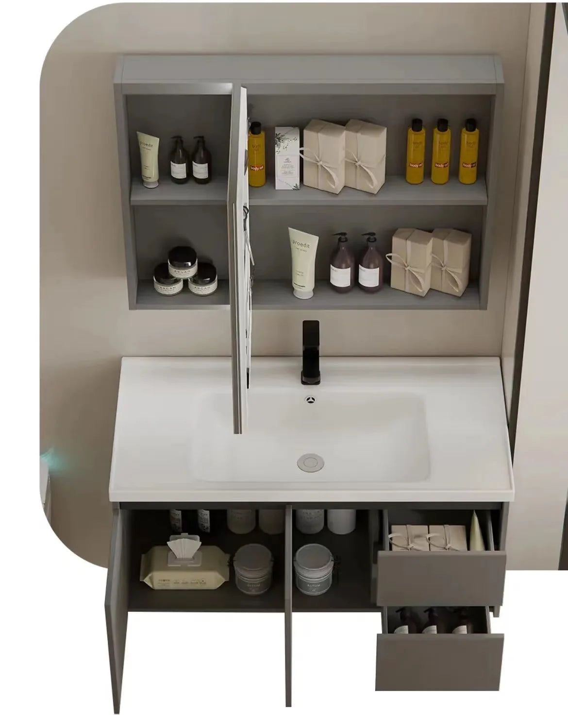 aluminum Top quality new custom bathroom cabinet modern bathroom furniture European bathroom vanity with sink