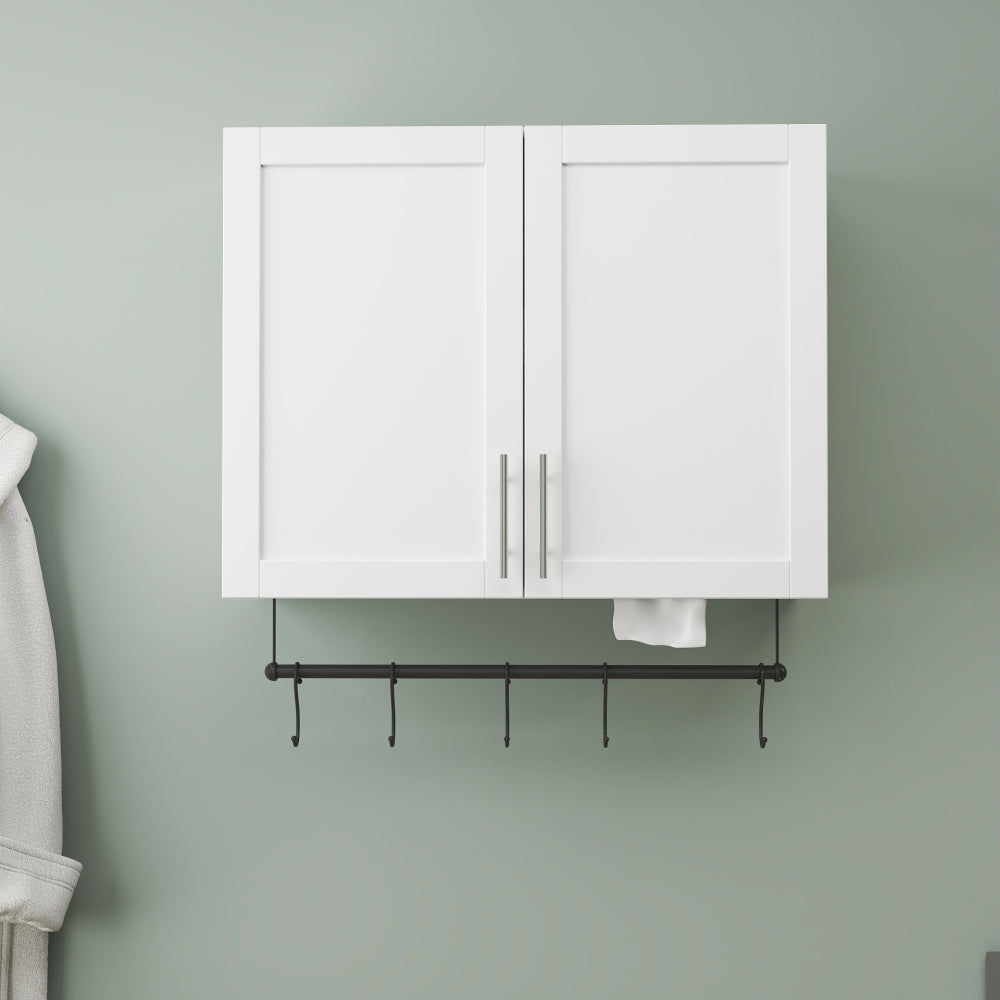 Bathroom Mirror Cabinet - Two Door Wall Cabinet Bathroom Vanity Mirror Cabinet with Facial Tissues Slot and Multifunctional Storage Area