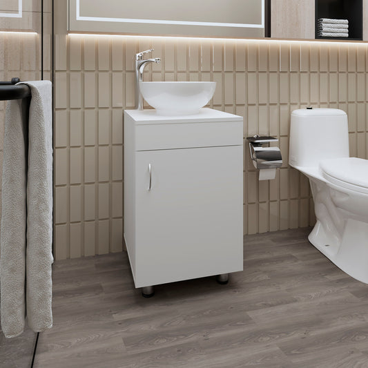 FM FURNITURE Loli Bathroom Vanity with Integrated Sink and Faucet, White