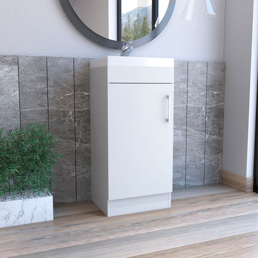 Bathroom Vanity, Single Door Cabinet, White