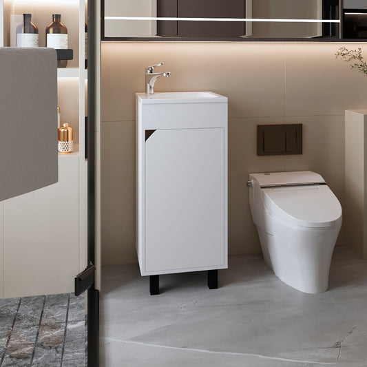 FM FURNITURE Quartzsite  Bathroom Vanity with Integrated Sink and Faucet, White