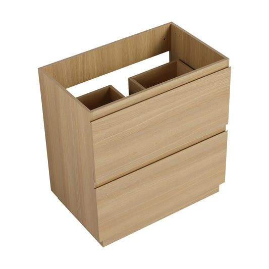 30" Bathroom Vanities without Sink, Modern Undermount Bathroom Sink Cabinet with Double drawer, Freestanding Bathroom Sink Cabinet,Engineering wood,Oak