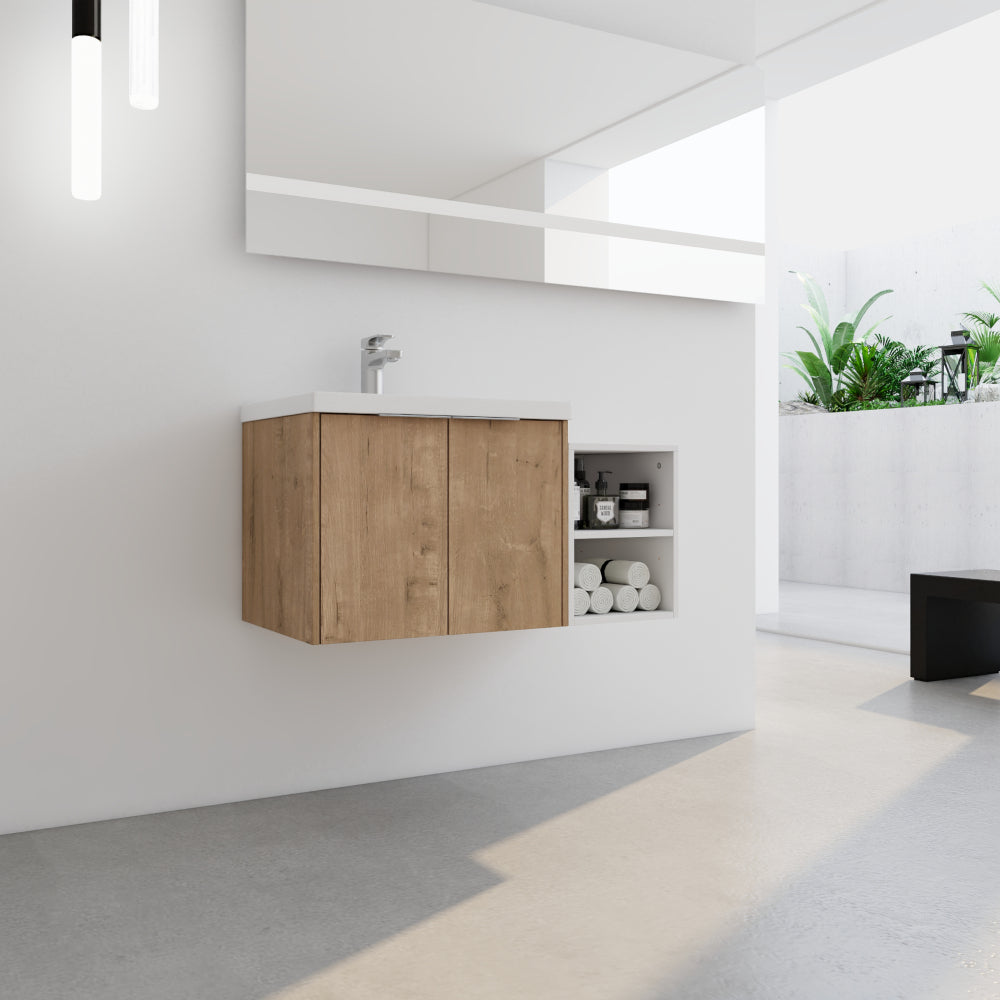 36 Inch Soft Close Doors Bathroom Vanity With Sink, A Small Storage Shelves, 24" and 12" Combination Cabinet,(KD-Packing)