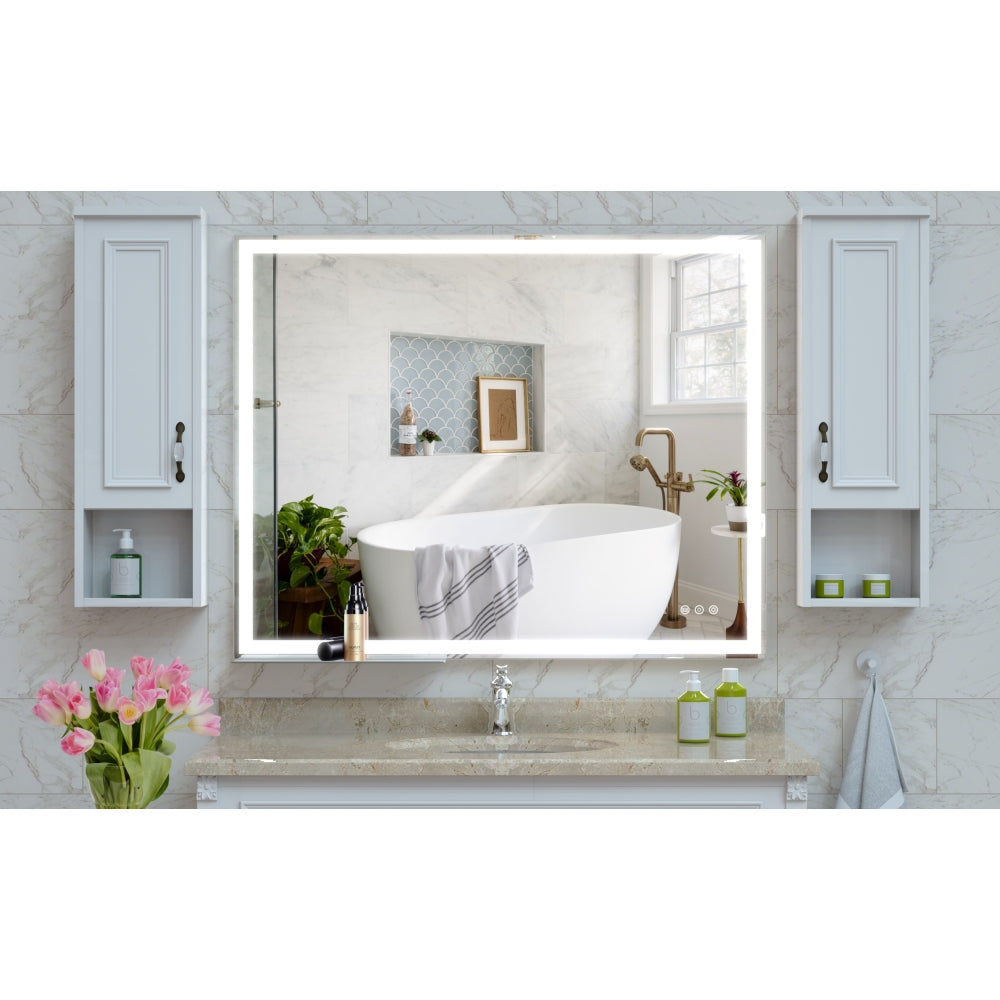 48x36 inch LED Bathroom Vanity Mirror Wall Mounted Adjustable White/Warm/Natural Lights Anti-Fog Touch Switch with Memory Modern Smart Large Bathroom Mirrors