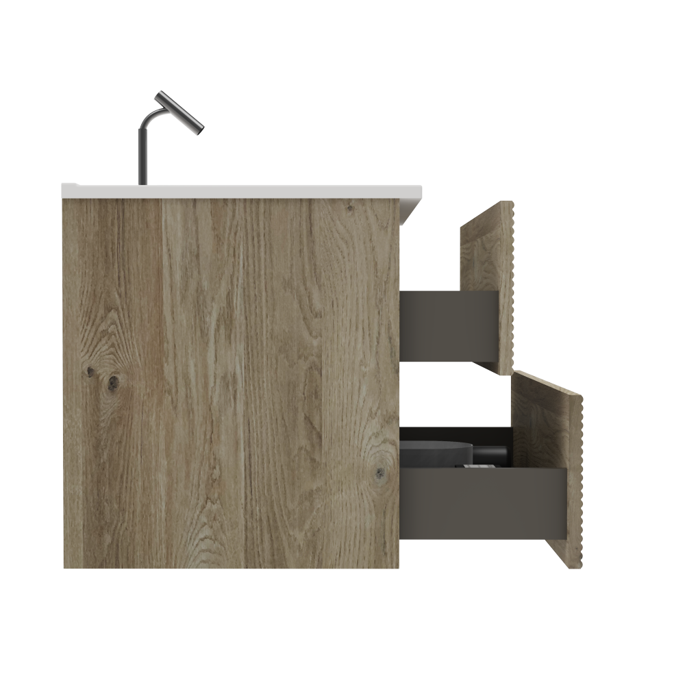 Gloria 30" Wall Mounted Rough Oak&Rough Oak Bathroom Vanity with Integrated Ceramic Sink with Overflow, Large Storage Floating Bathroom Vanity for Modern Bathroom, Pre-assembled