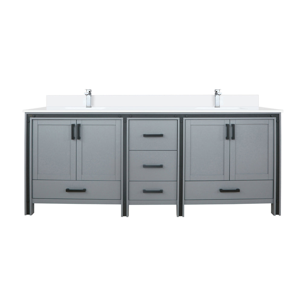 Dark Grey Double Bath Vanity 84 in. W x 22 in. D, Cultured Marble Top and Faucet Set