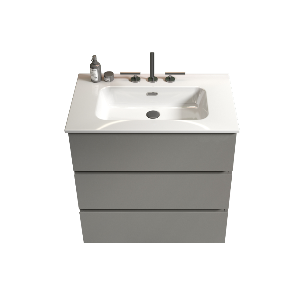 Tia 30" Gray Bathroom Vanity with Sink with 3 Faucet Holes, Large Storage Freestanding Bathroom Vanity for Modern Bathroom, One-Piece White Sink Basin without Drain and Faucet, Pre-assembledT