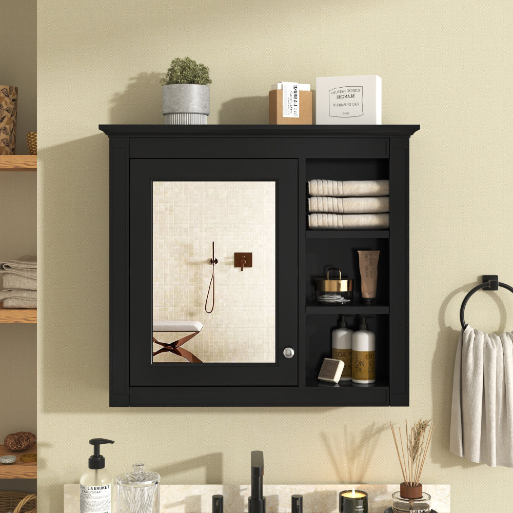 30'' x 28'' Medicine Cabinet, Wall Mounted Bathroom Storage Cabinet, Modern Bathroom Wall Cabinet with Mirror,Medicine Cabinet, Mirror Cabinet with 3 Open Shelves (Not Include Bathroom Vanity )