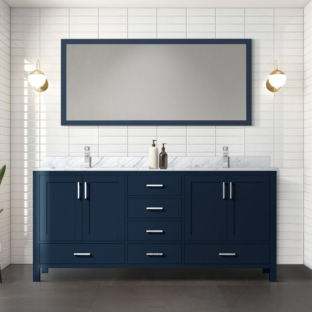 Dark Grey Double Bath Vanity 72 in. W x 22 in. D, Carrara Marble Top, and Faucet Set