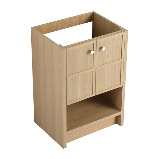 24" Freestanding Bathroom Vanity, 2-Soft Closing Door, Oak, Plywood (Excluding Sink)