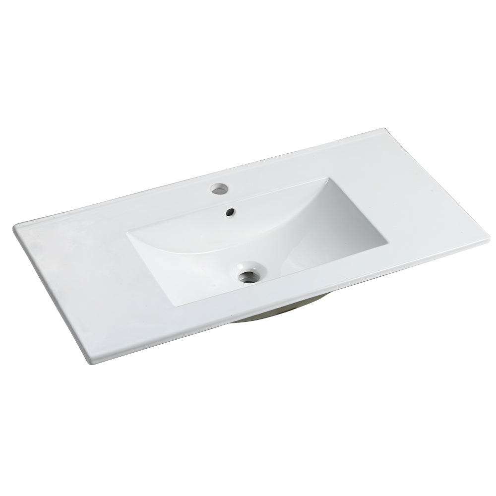 36 Inch Bathroom Ceramic Sink Basin, White