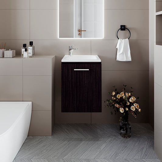 FM FURNITURE Haigleer Creek Bathroom Vanity with Integrated Sink and Faucet, Wengue