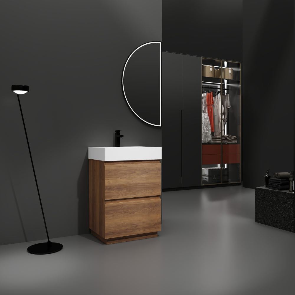 24" Bathroom Vanities with Single Sink Combo, Modern Undermount Bathroom Sink Cabinet with Double drawer, Freestanding Bathroom Sink Cabinet,Engineering wood