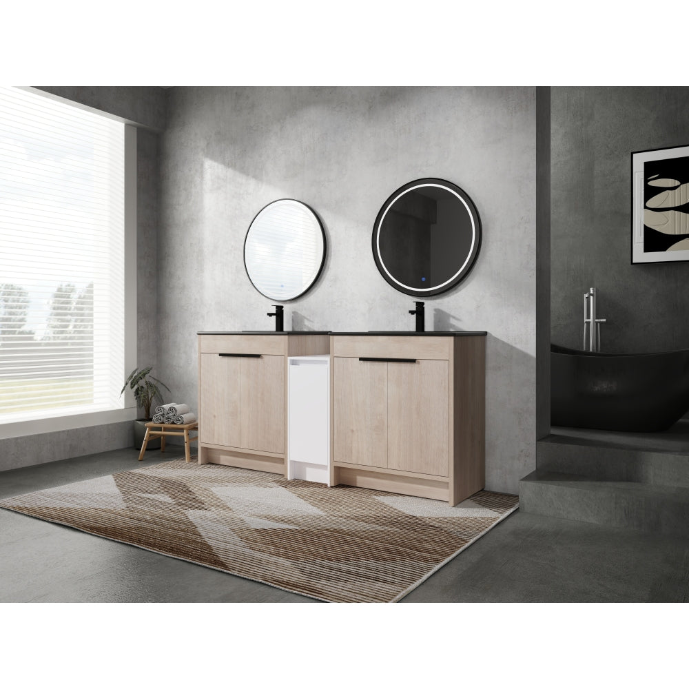 Melamine cabinet 30 Inch Freestanding Bathroom Vanity with White Ceramic Sink & 2 Soft-Close Cabinet Doors (BVB02430PLO-BL9075B)=W999S00063