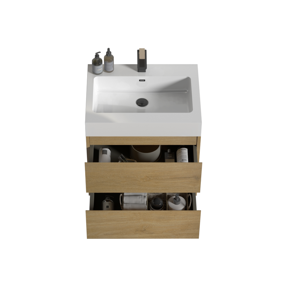 U040-Alice24-106 Alice 24" Natural Oak Bathroom Vanity with Sink, Large Storage Wall Mounted Floating Bathroom Vanity for Modern Bathroom, Pre-assembled