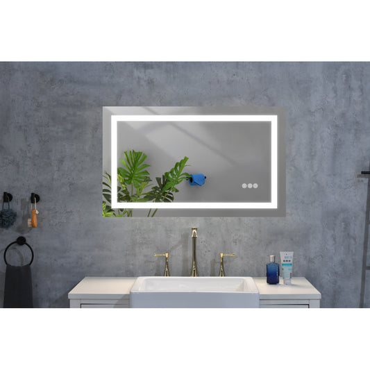 36 x 20 Inch LED Bathroom Mirror with Front and Backlight, Wall Mounted Vanity Mirror, Anti-Fog, Memory, 3 Colors, Stepless Dimmable