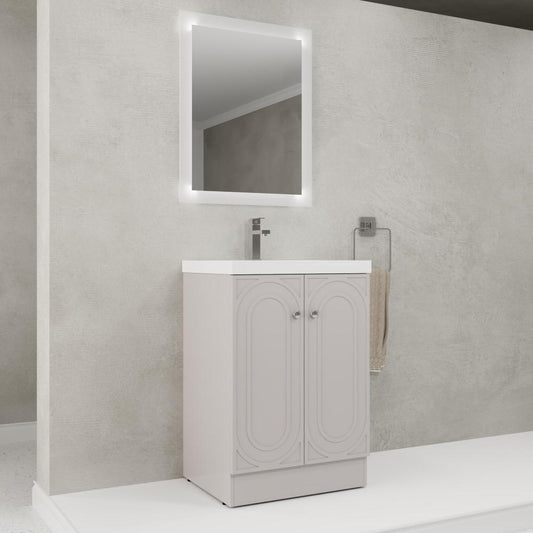 24" Freestanding Bathroom Vanity with White Resin Sink  & 2 Soft-Close Cabinet Doors (KD-Packing)