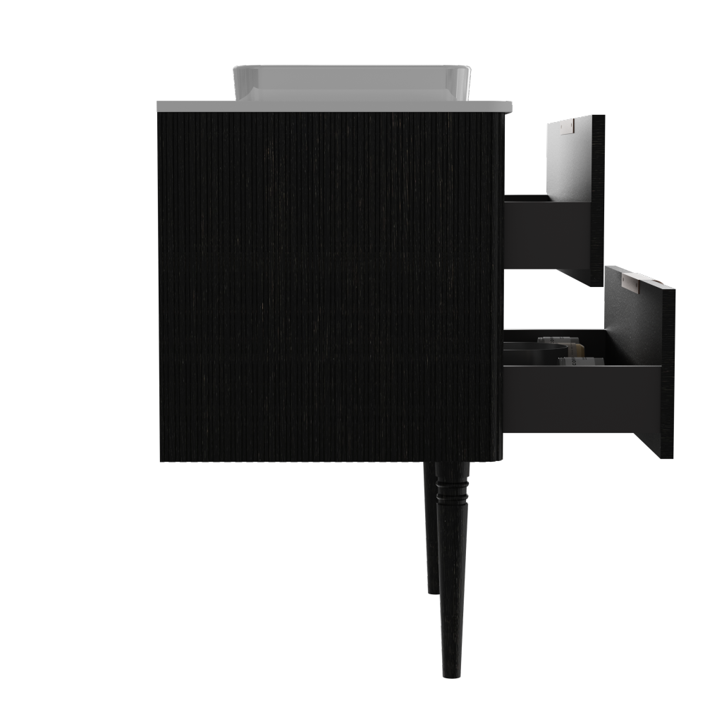 Elena 30" Striped Black Oak Bathroom Vanity with Ceramic Sink, Freestanding Bathroom Vanity for Modern Bathroom, Pre-assembled