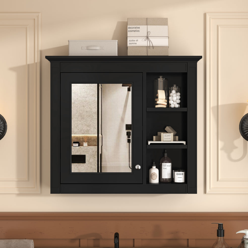 30'' x 28'' Medicine Cabinet, Wall Mounted Bathroom Storage Cabinet, Modern Bathroom Wall Cabinet with Mirror,Medicine Cabinet, Mirror Cabinet with 3 Open Shelves (Not Include Bathroom Vanity )