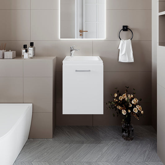 FM FURNITURE Haigleer Creek Bathroom Vanity with Integrated Sink and Faucet, White