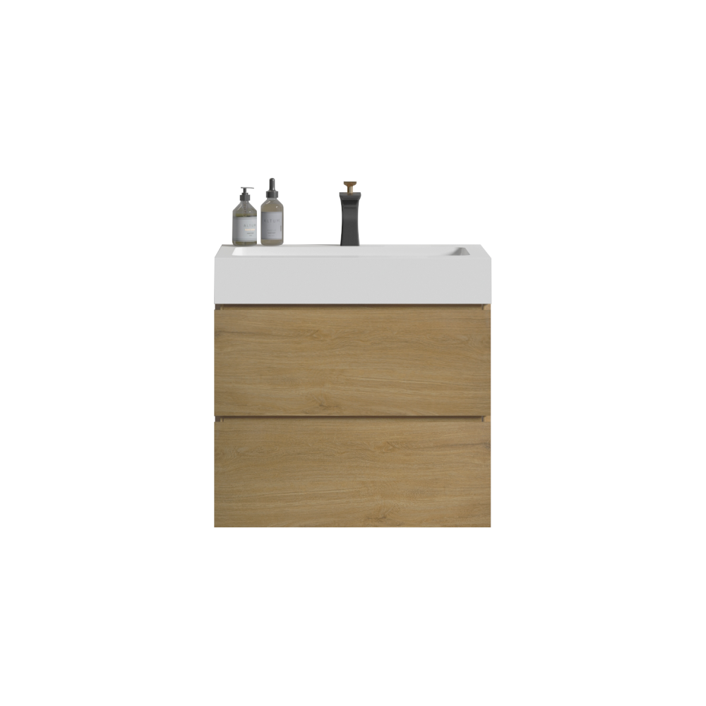 U040-Alice24-106 Alice 24" Natural Oak Bathroom Vanity with Sink, Large Storage Wall Mounted Floating Bathroom Vanity for Modern Bathroom, Pre-assembled