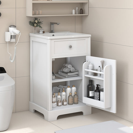 20" Bathroom Vanity with Sink, Bathroom Cabinet with Soft Closing Door, Storage Rack and Adjustable Shelve, White (Old Sku:	
WF531249AAK)