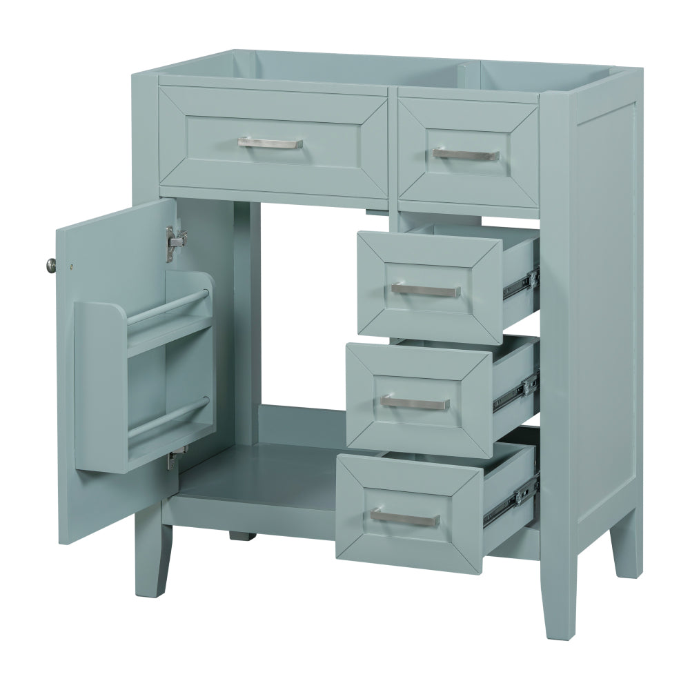 30" Bathroom Vanity without Sink, Cabinet Base Only, Bathroom Cabinet with Drawers, Solid Frame and MDF Board, White